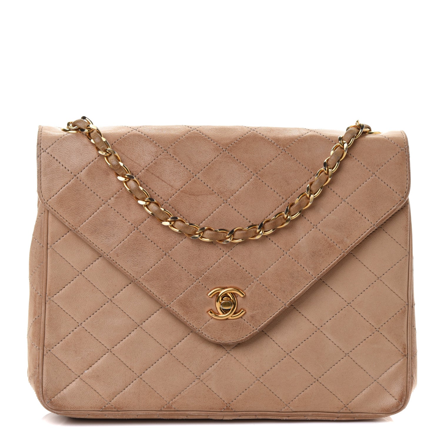 Chanel Lambskin Quilted Medium Single Flap Beige 1 of 5