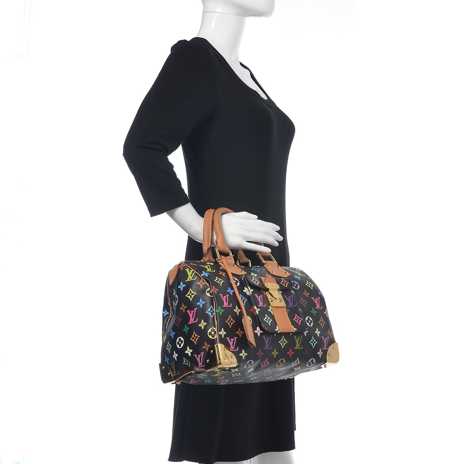 Louis Vuitton Monogram Multicolor Speedy 30 Black 2 of 10