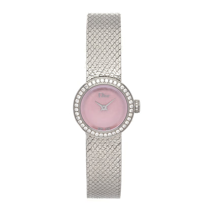 Christian Dior Stainless Steel Diamond Bezel Pink Mother of Pearl 19mm La D De Dior Quartz Watch 1 of 5