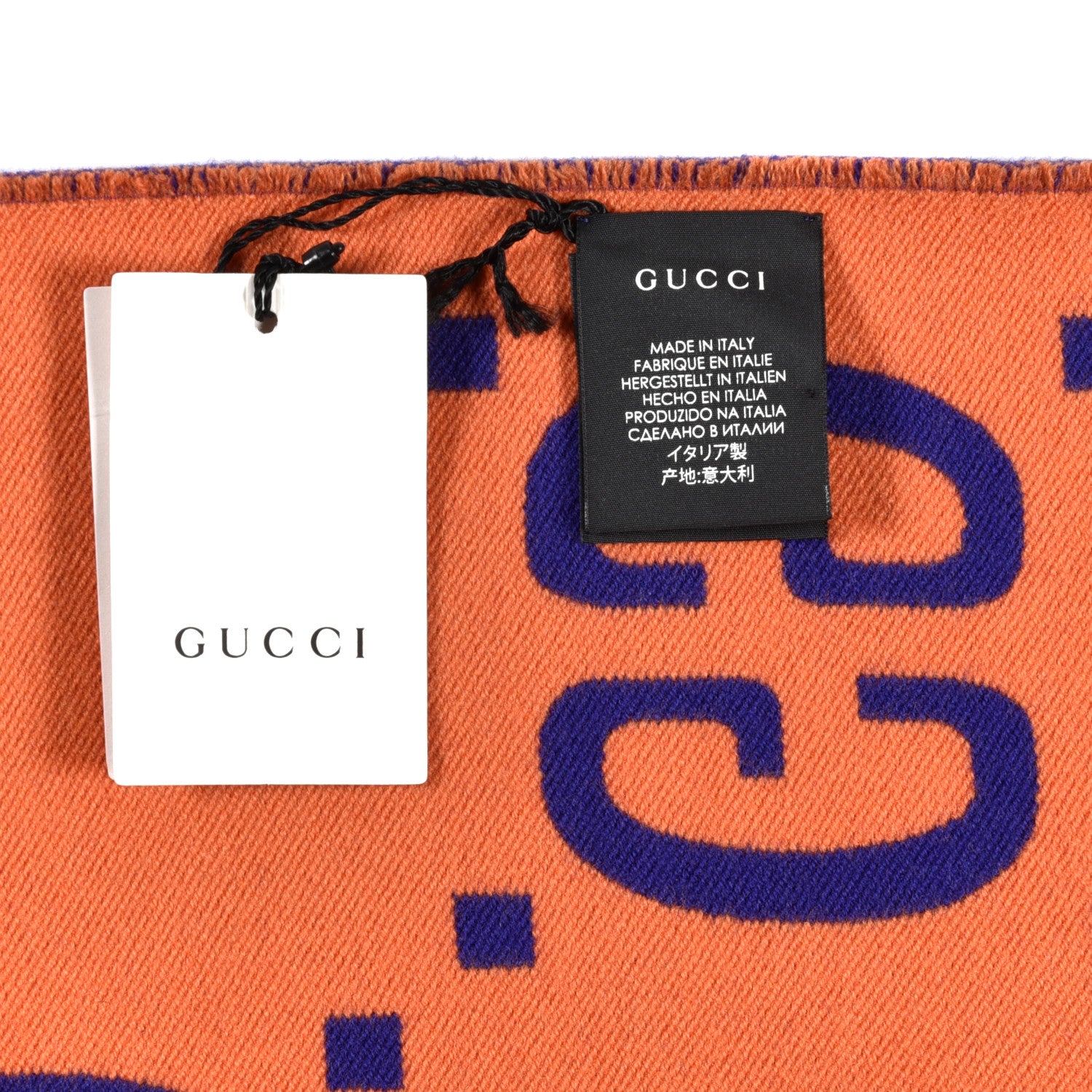 Gucci Wool Silk Monogram Jumbo GG Freedom Scarf Parma Violet Orange 4 of 5