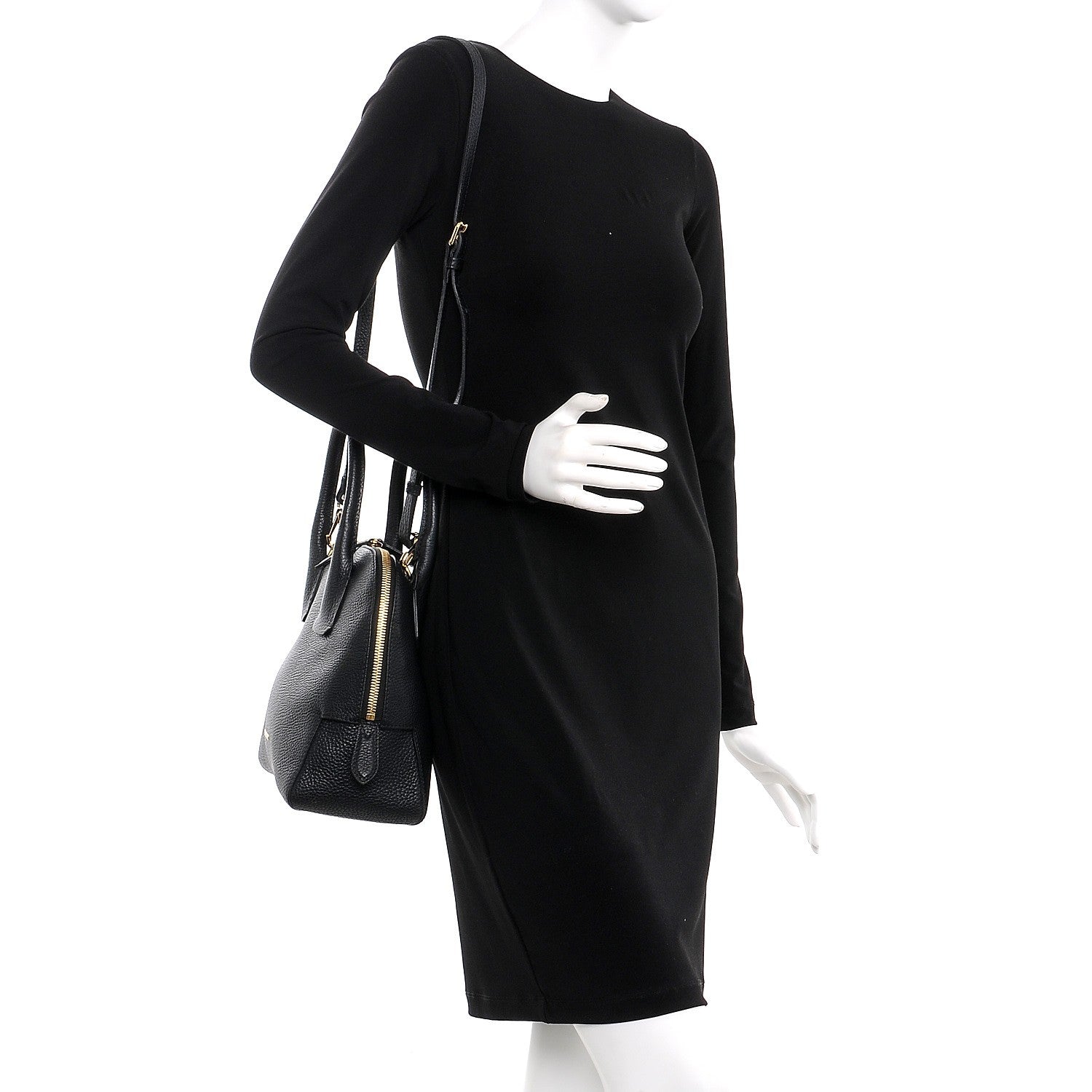Burberry London Grainy Calfskin Small Greenwood Bowling Bag Black 2 of 9