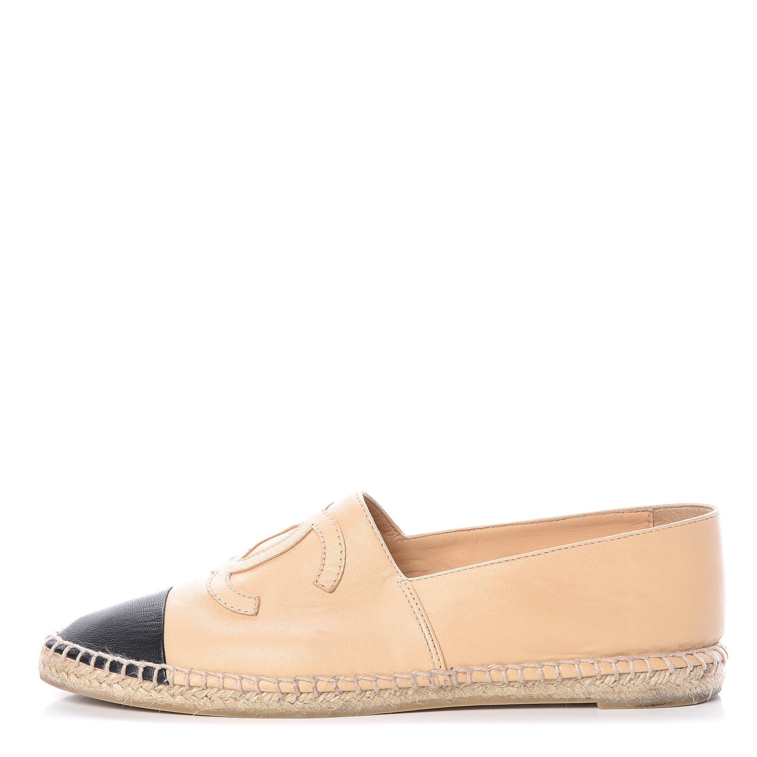 Chanel Lambskin CC Espadrilles 39 Beige Black 1 of 12