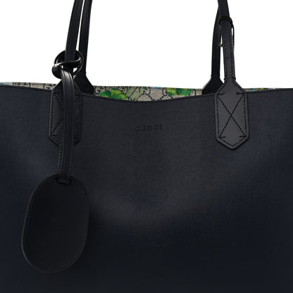 Gucci GG Supreme Monogram Blooms Medium Reversible Tote Beige Blue Navy 11 of 15