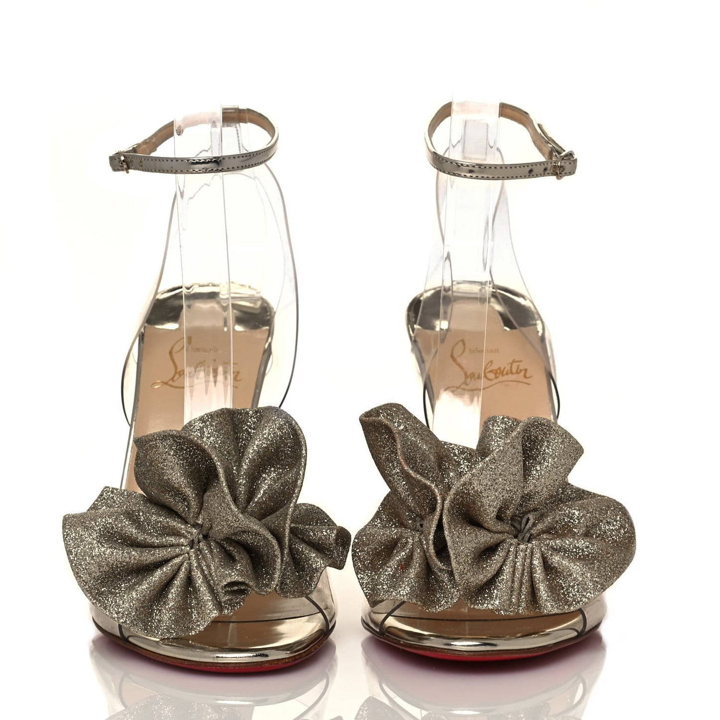 Metallic Calfskin Glitter Tonic PVC Fossiliza 100 Sandals 36.5 Version Light Gold