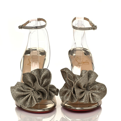 Christian Louboutin Metallic Calfskin Glitter Tonic PVC Fossiliza 100 Sandals 36.5 Version Light Gold 2 of 7