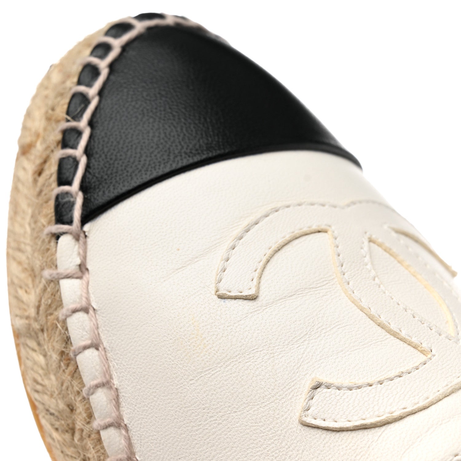Chanel Lambskin CC Espadrilles 36 White Black 10 of 11