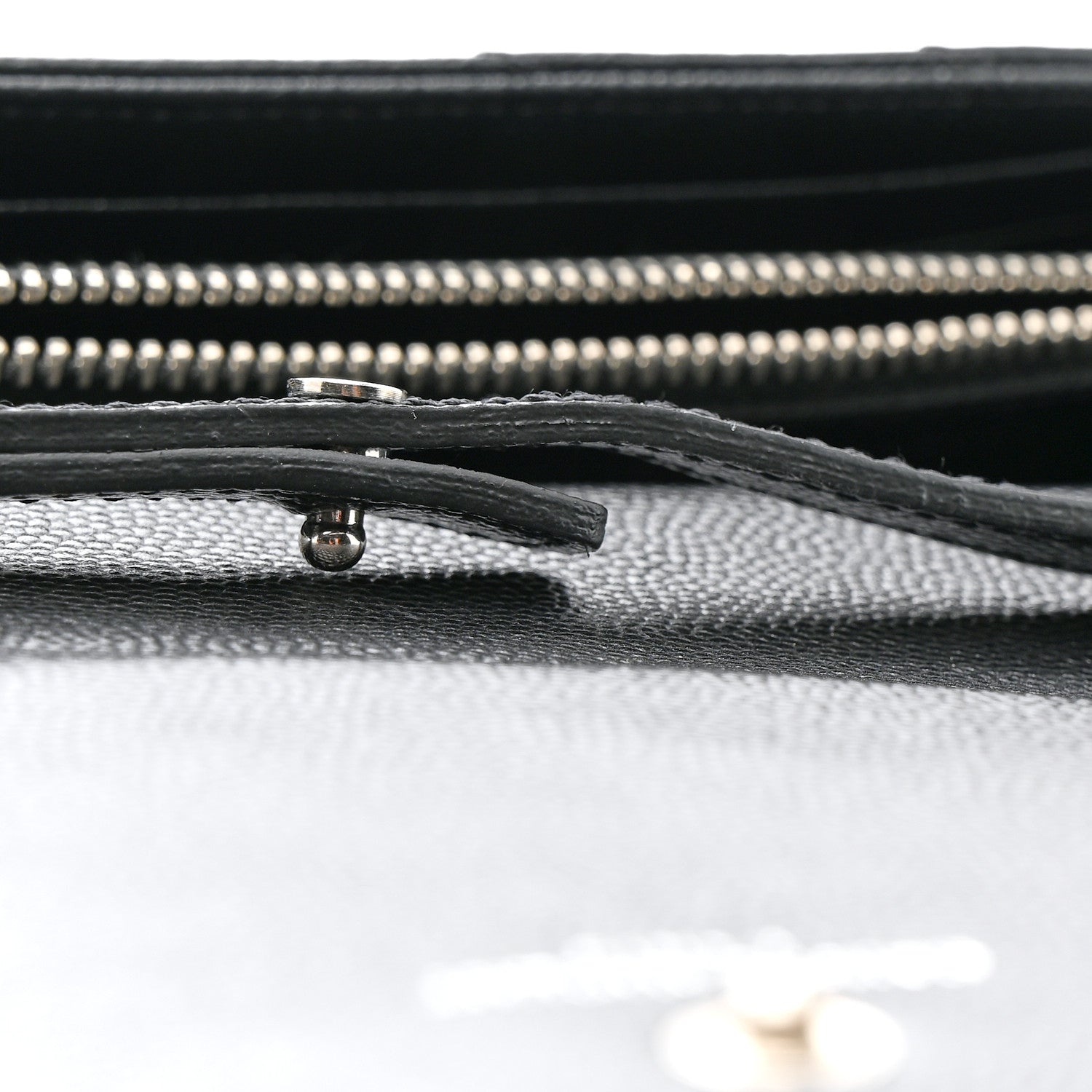 Saint Laurent Grain De Poudre Matelasse Chevron Monogram Chain Wallet Black 15 of 16
