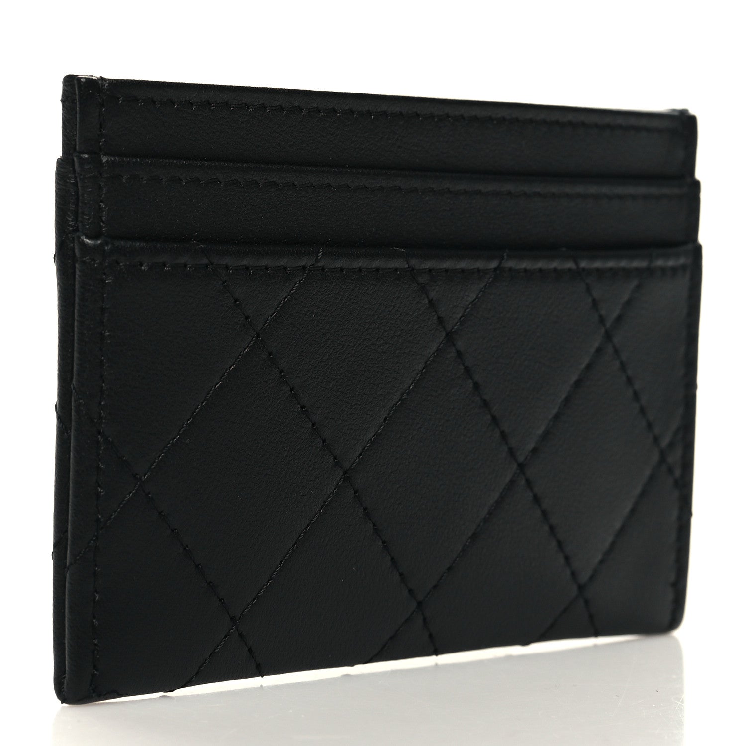 Chanel Lambskin Glitter Quilted Card Holder Black 3 of 10