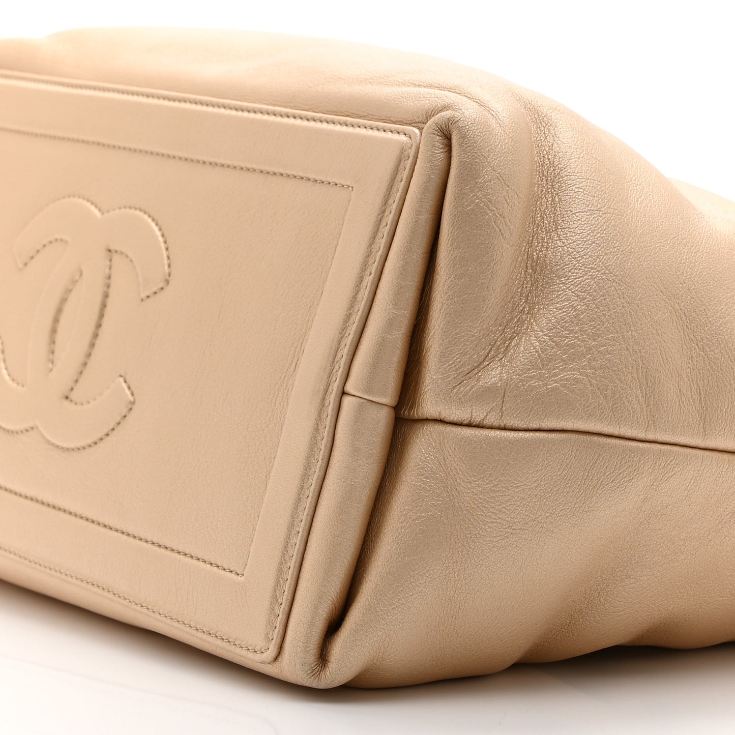 Metallic Lambskin Medium Coco Cocoon Reversible Tote Light Gold