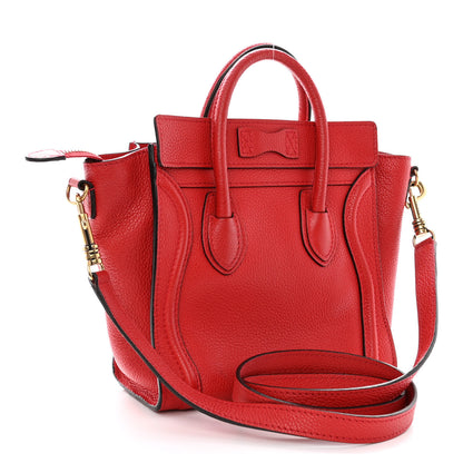 Celine Drummed Calfskin Nano Luggage Red 3 of 10