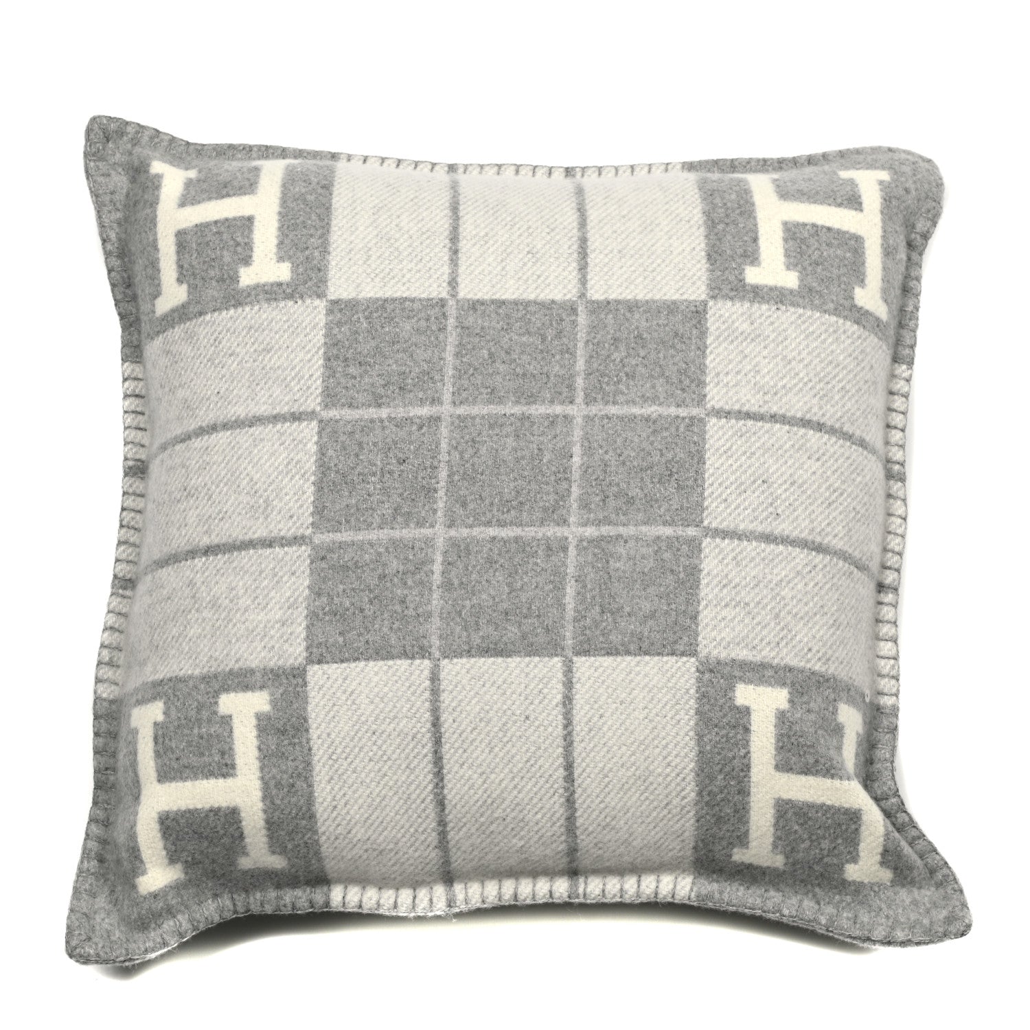 Hermes Wool Cashmere Avalon III Pillow PM Ecru Gris Clair 1 of 3