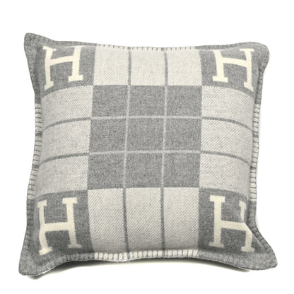 Hermes Wool Cashmere Avalon III Pillow PM Ecru Gris Clair 1 of 3