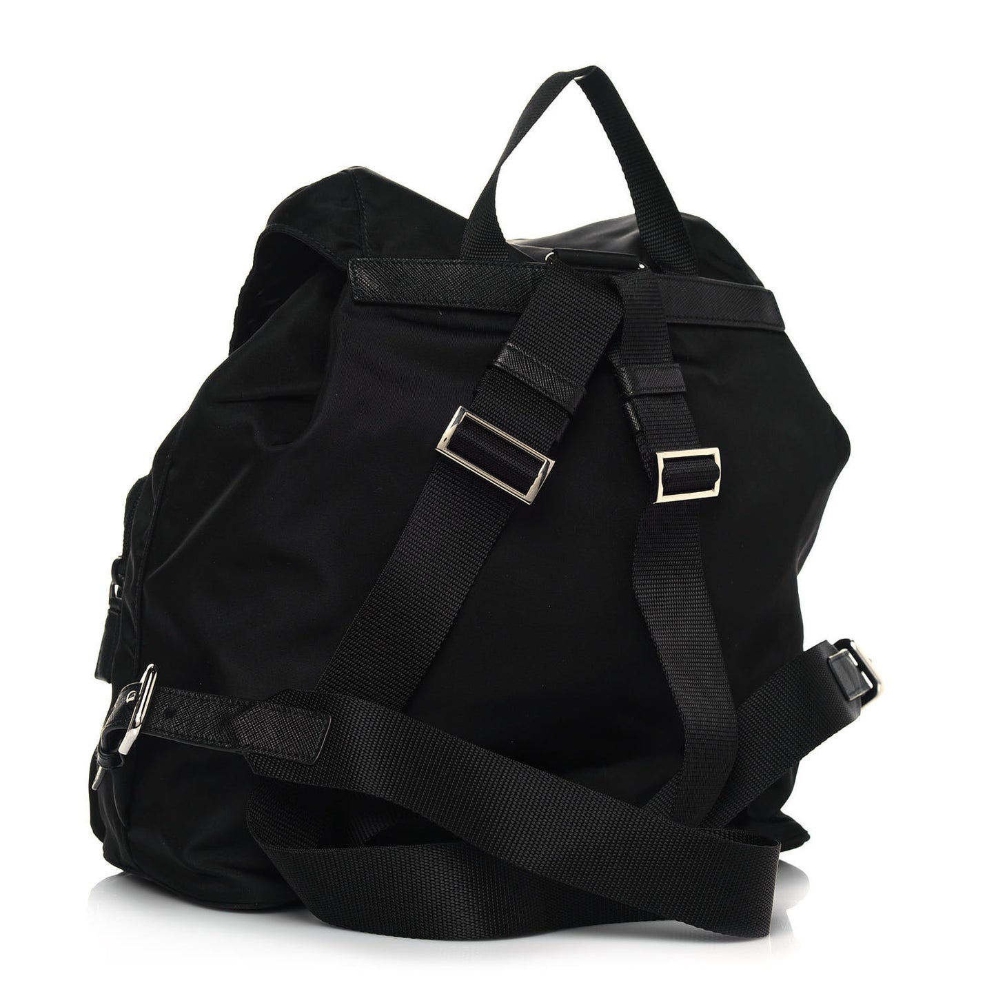 Tessuto Nylon Vela Saffiano Large Backpack Black