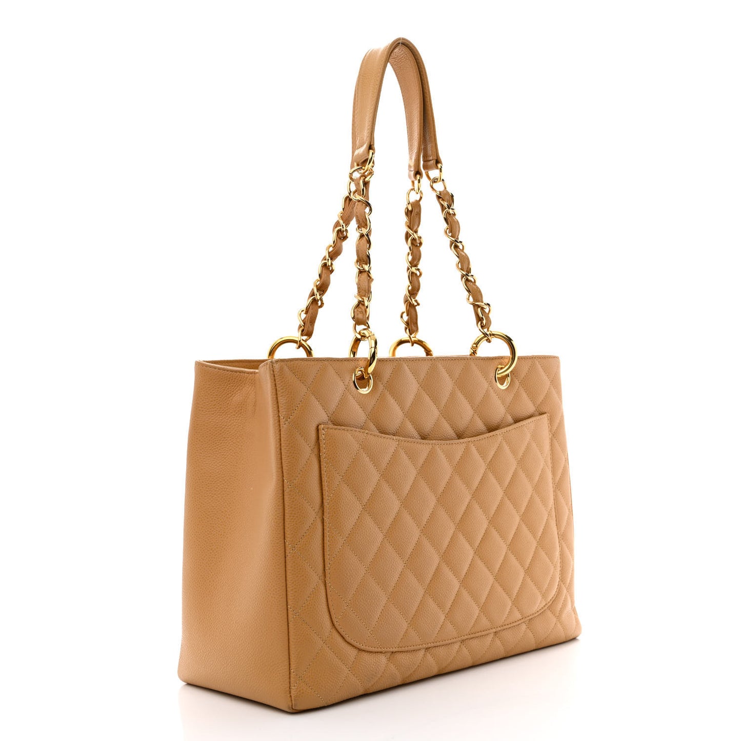 Caviar Quilted Grand Shopping Tote GST Dark Beige