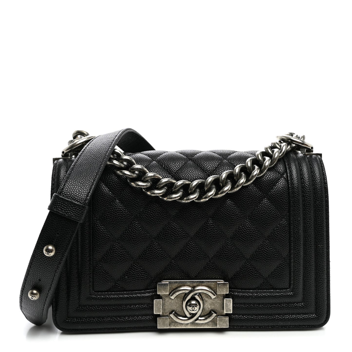 Caviar Quilted Small Boy Flap Black