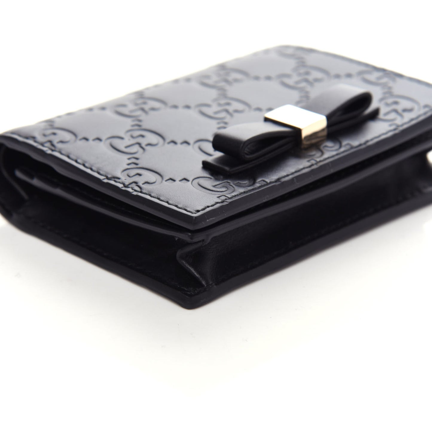 Guccissima Signature Bowy Card Case Wallet Black
