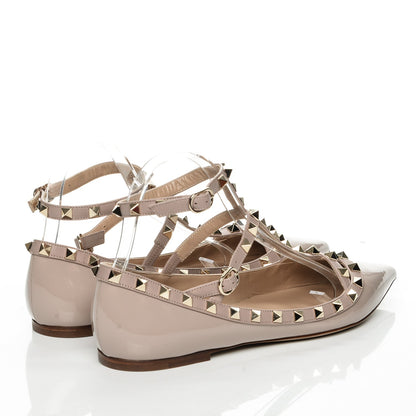 Valentino Garavani Patent Rockstud Cage Ballerina Flats 40 Poudre 4 of 7