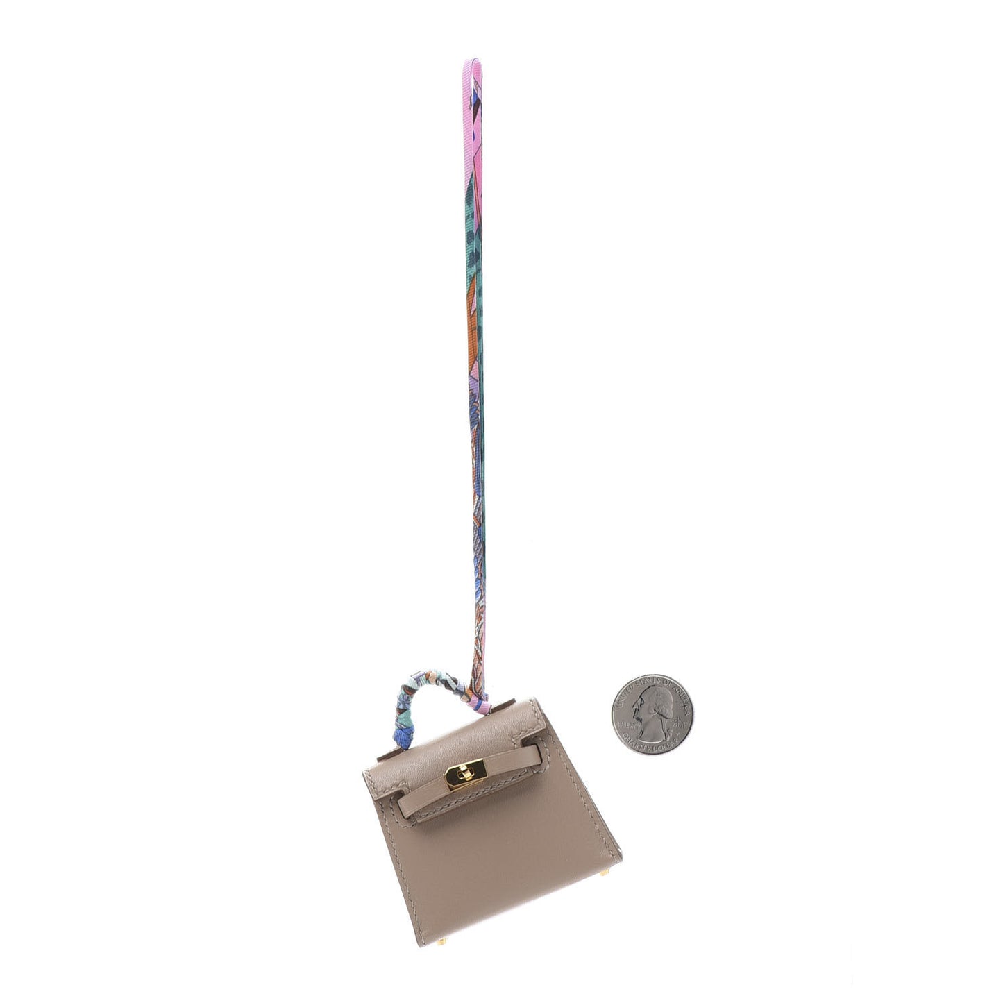 Tadelakt Mini Kelly Twilly Bag Charm Etoupe