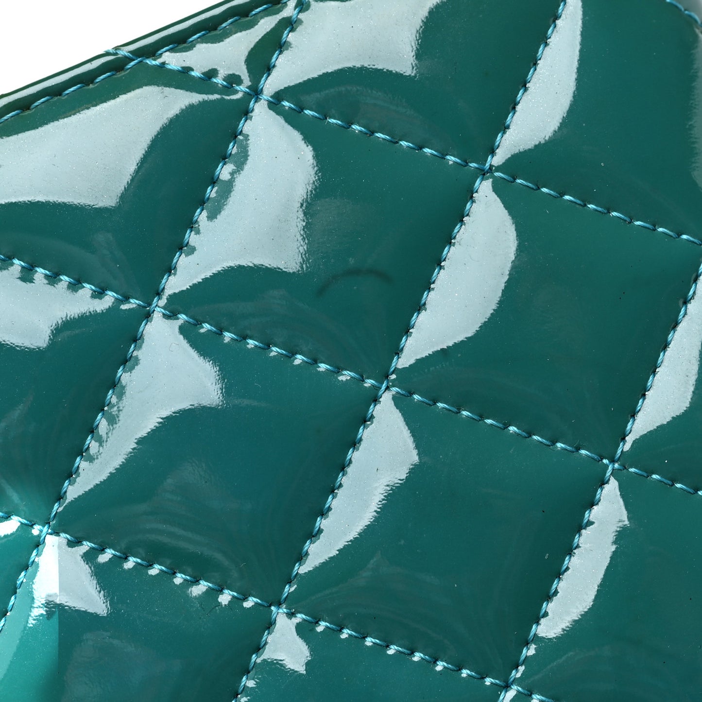 Patent Quilted Brilliant Yen Wallet Blue