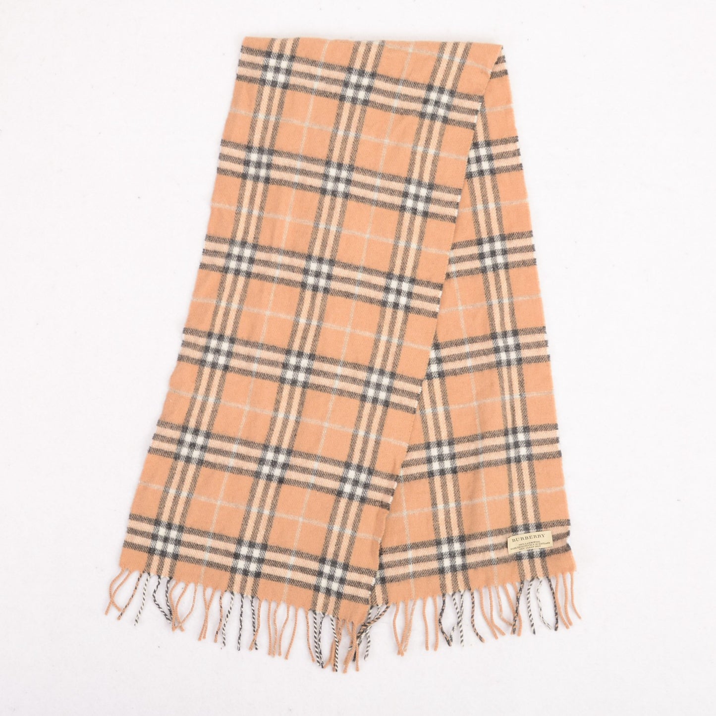 Lambswool Check Fringe Scarf Beige