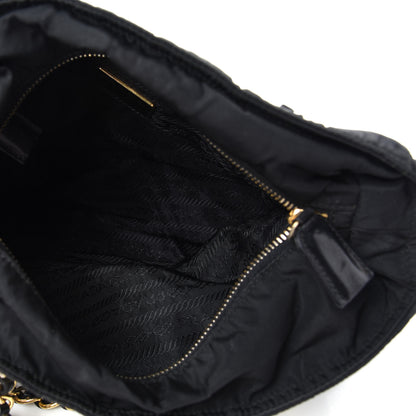 Prada Nylon Tessuto Acciaio Chain Shoulder Bag Black 5 of 10