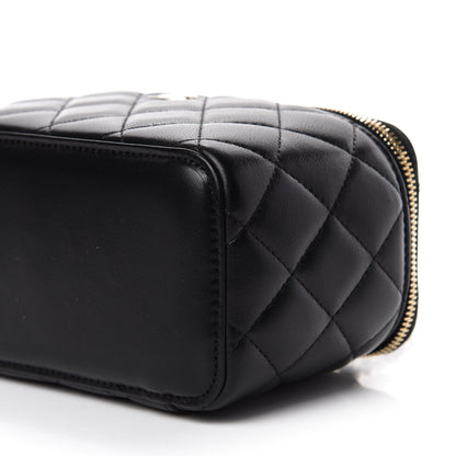 Chanel Lambskin Quilted Small Vanity Case With Chain Black 7 of 11