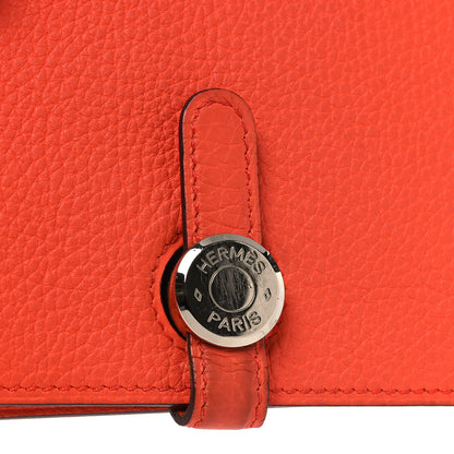 Hermes Togo Dogon Duo Wallet Orange Poppy Rose Candy 9 of 11