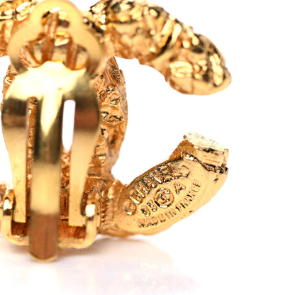 Chanel Textured CC Clip On Earrings Gold 4 of 5