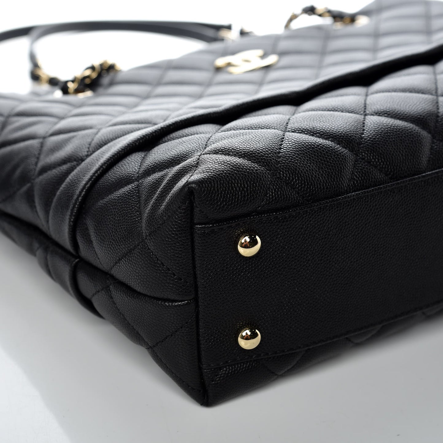Caviar Quilted Rolled Up Tote Black
