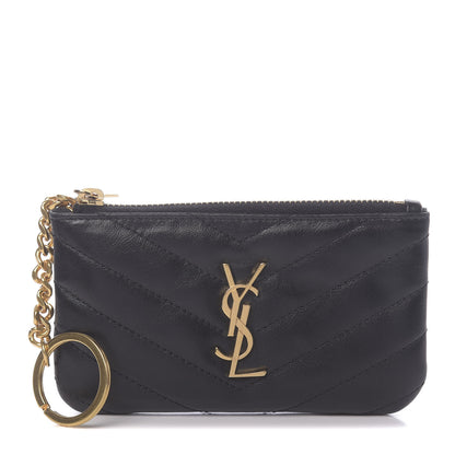 Saint Laurent Calfskin Matelasse Monogram Key Pouch Black 1 of 8