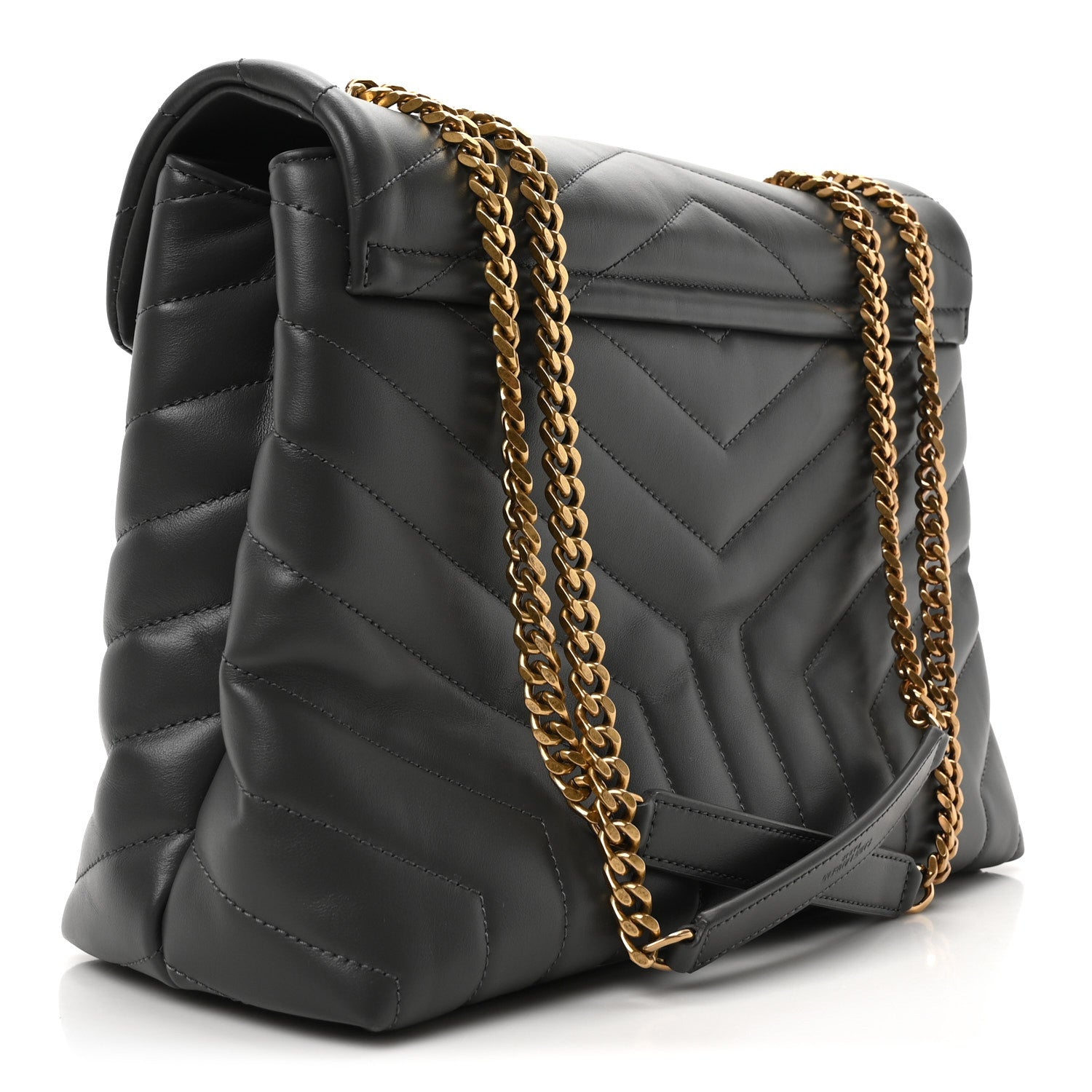 Saint Laurent Calfskin Y Quilted Monogram Medium Loulou Chain Satchel Storm 3 of 10
