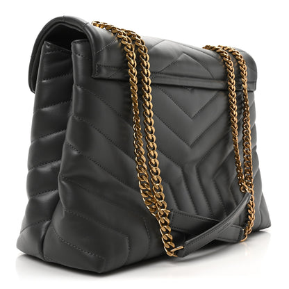 Saint Laurent Calfskin Y Quilted Monogram Medium Loulou Chain Satchel Storm 3 of 10