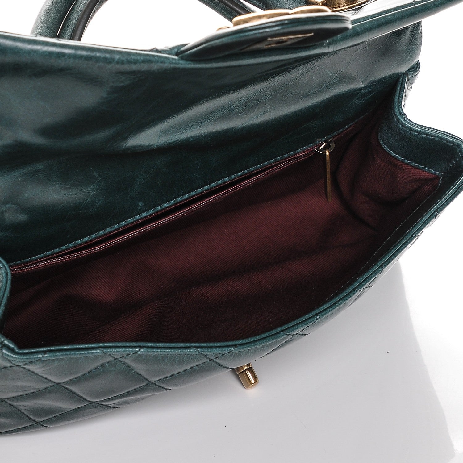 Chanel Glazed Calfskin Quilted Small Castle Rock Flap Green 5 of 7