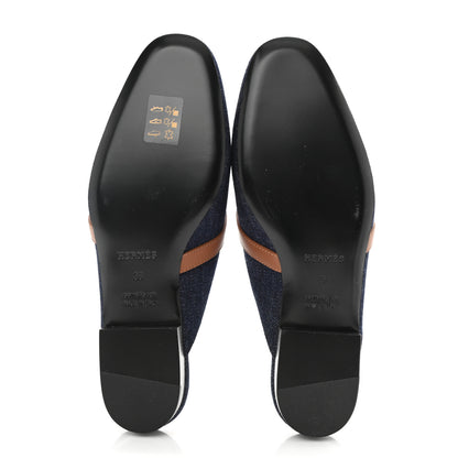 Hermes Calfskin Denim Oz Mules 36 Bleu Brut Gold 5 of 9