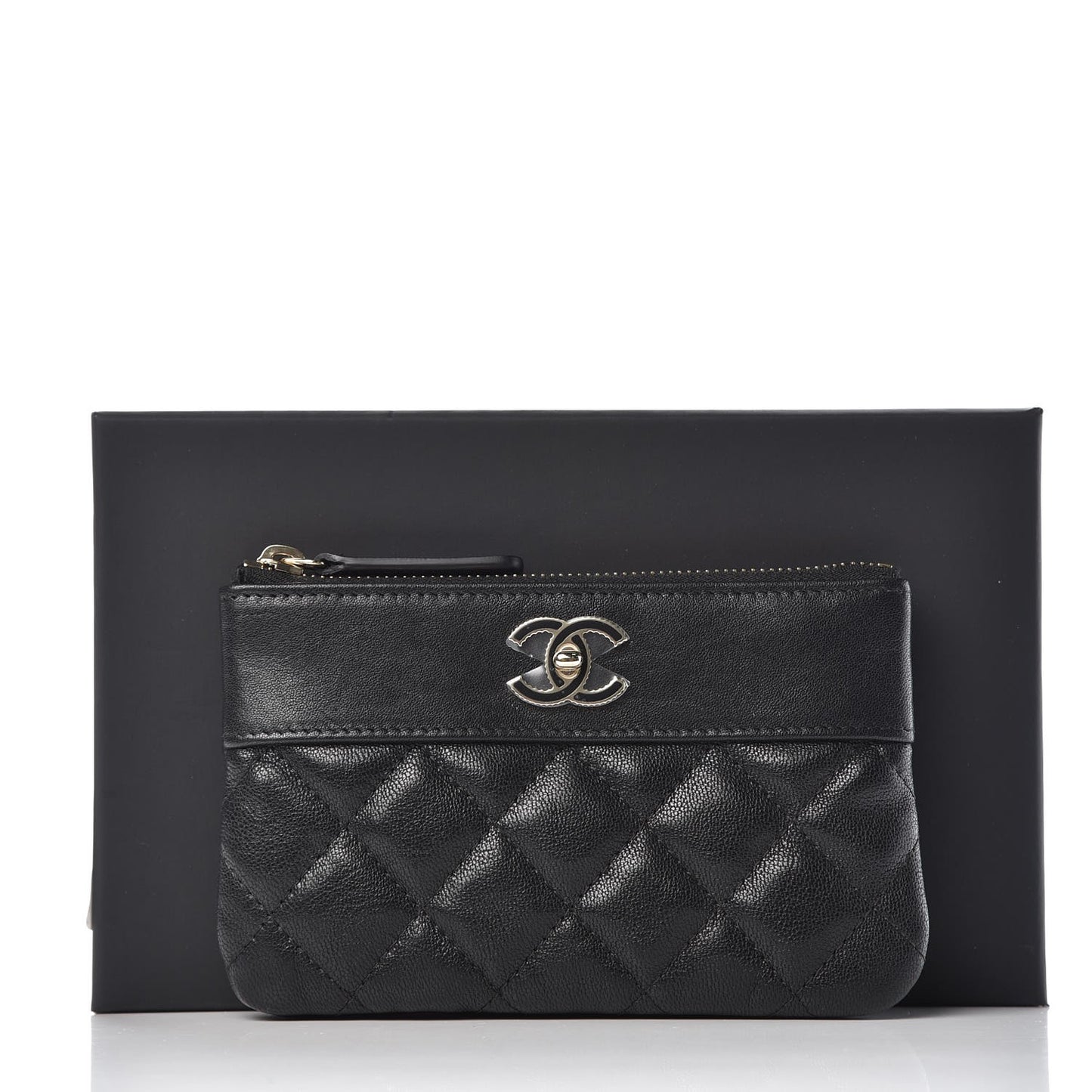 Sheepskin Quilted Small Vintage Mademoiselle Cosmetic Case Black