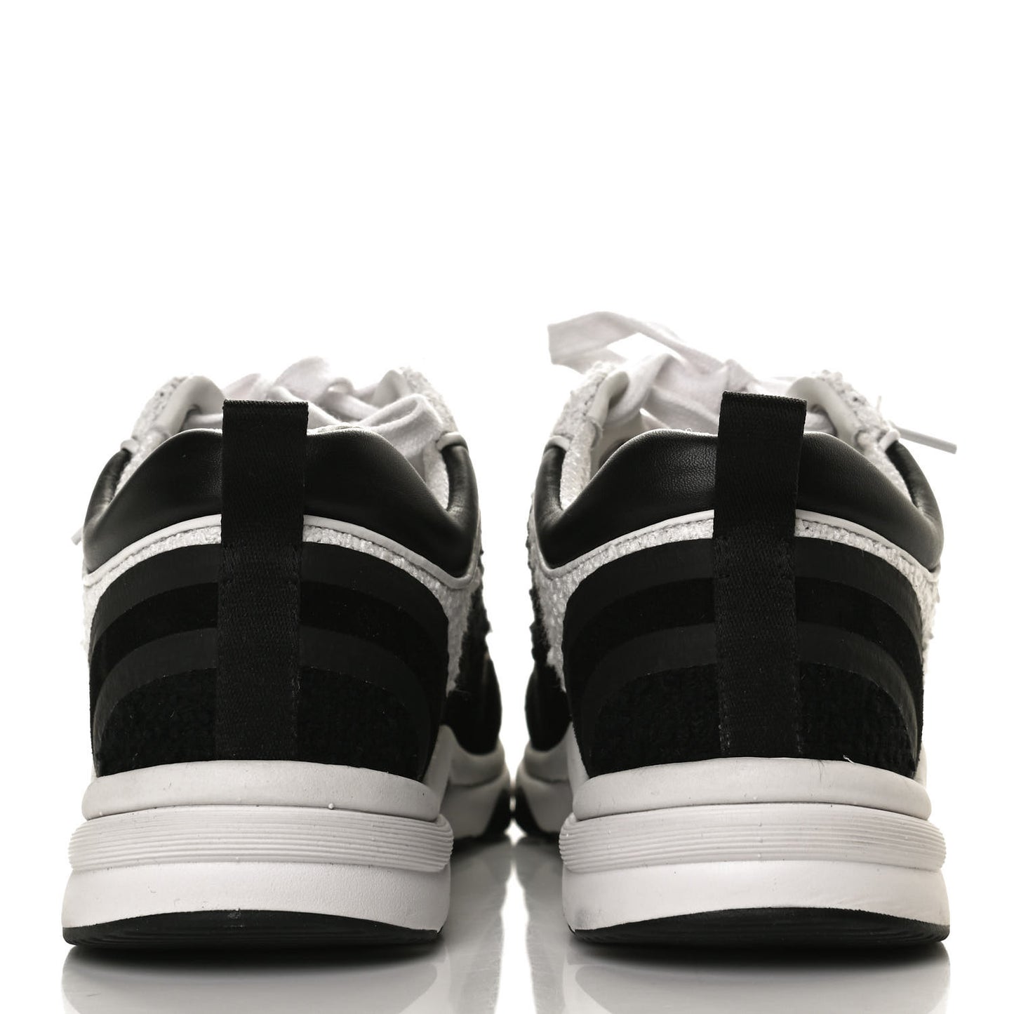 Tweed Suede Calfskin CC Sneakers 37 Black White