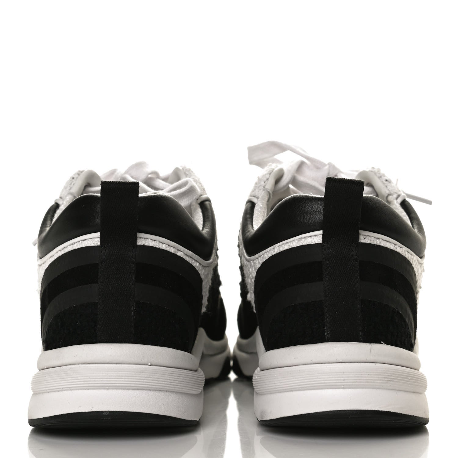 Chanel Tweed Suede Calfskin CC Sneakers 37 Black White 6 of 11