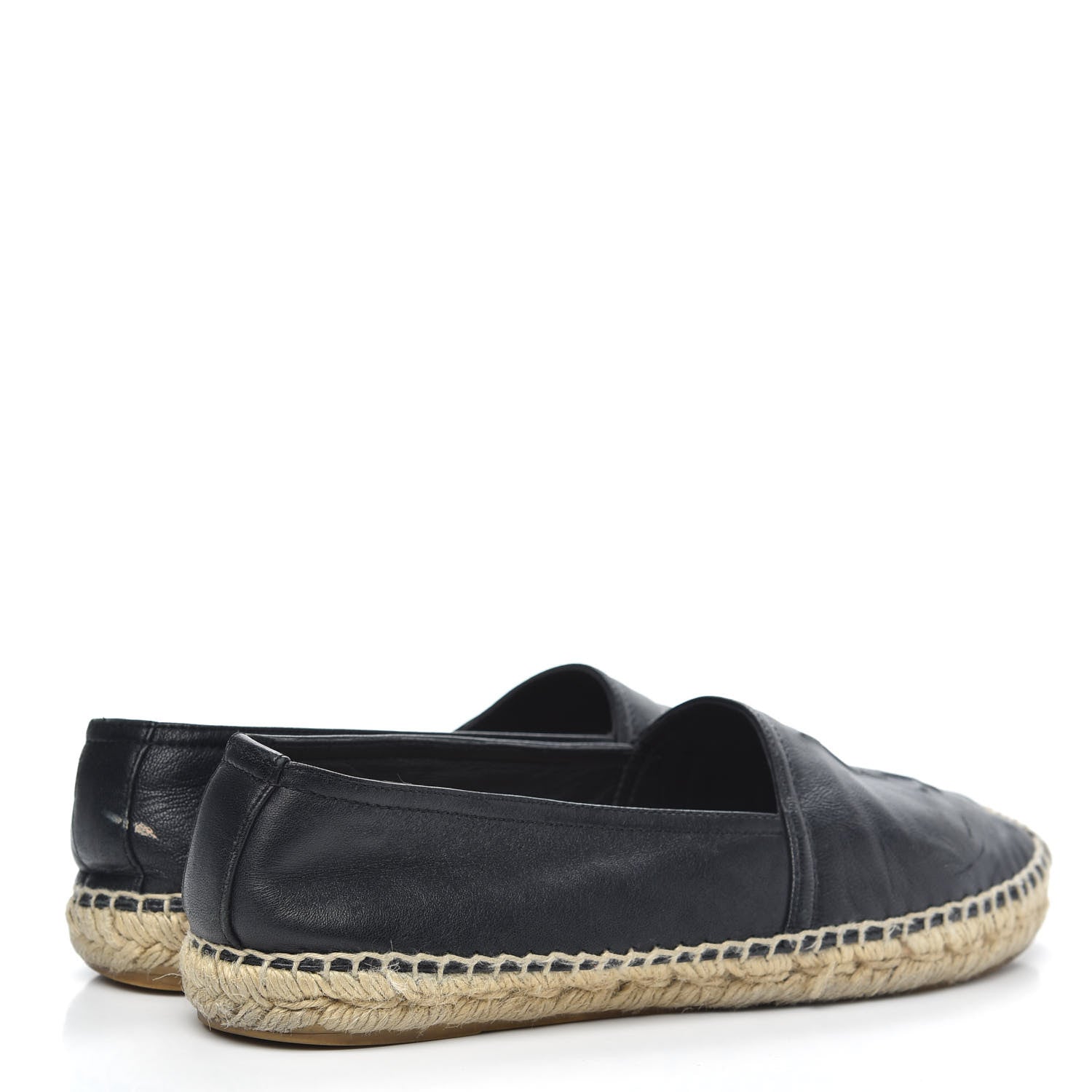 Saint Laurent Lambskin Monogram Espadrilles 38 Black 4 of 12