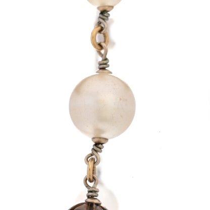 Chanel Enamel Bead Pearl CC Long Necklace Brown Gold 7 of 7