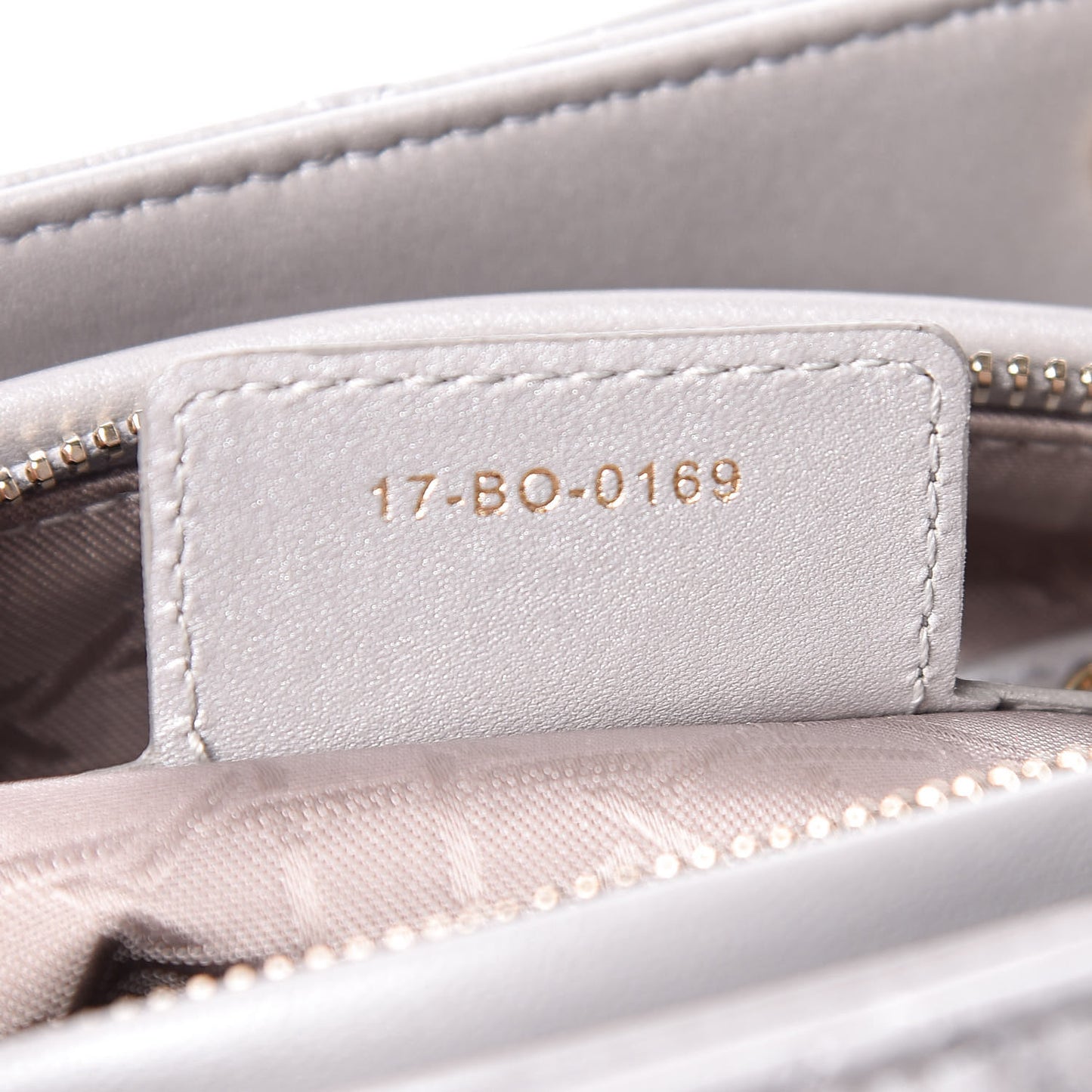 Pearly Lambskin Cannage Medium Lady Dior Grey