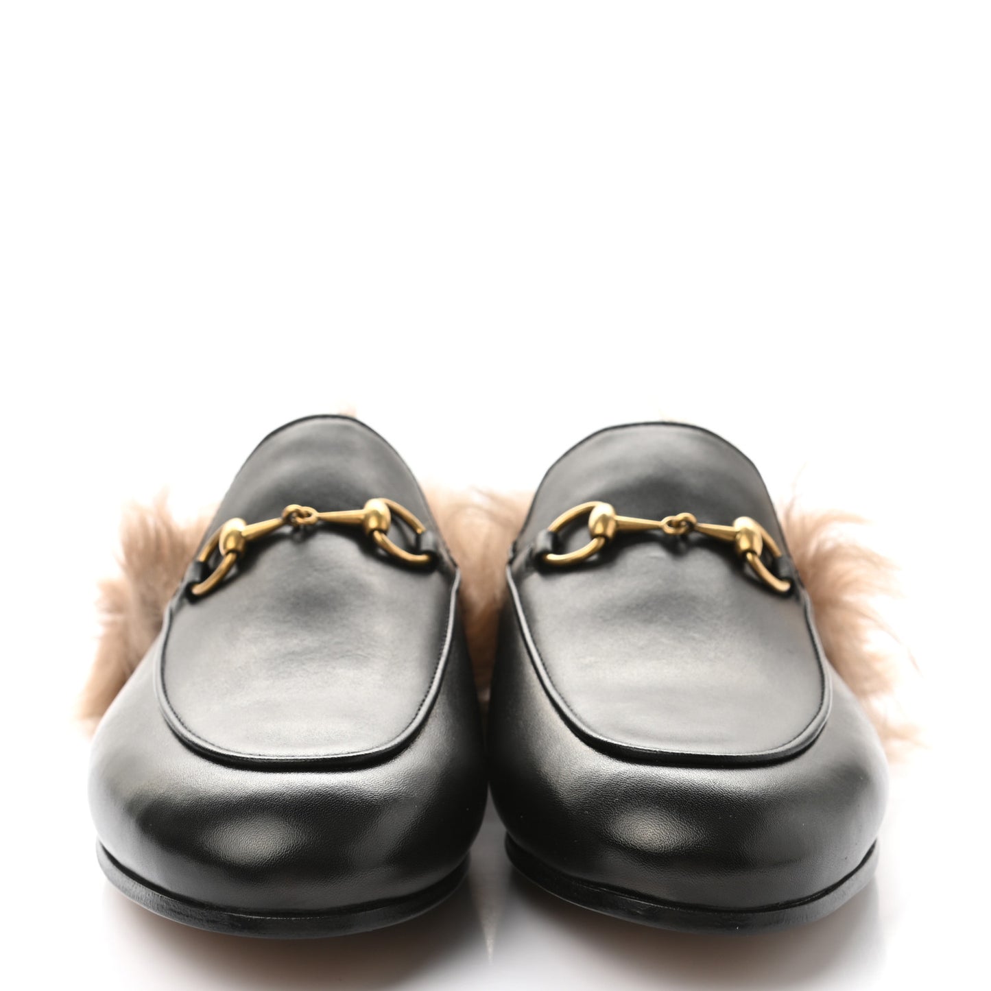 Calfskin Fur Womens Princetown Slippers 37.5 Black