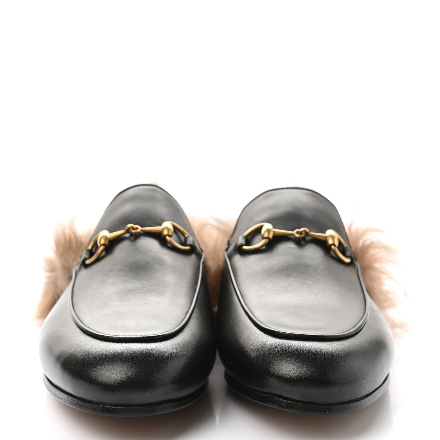 Gucci Calfskin Fur Womens Princetown Slippers 37.5 Black 2 of 8
