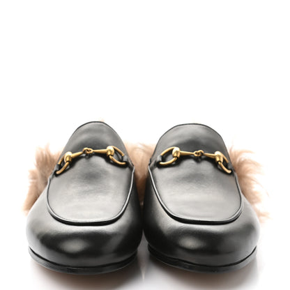Gucci Calfskin Fur Womens Princetown Slippers 37.5 Black 2 of 8