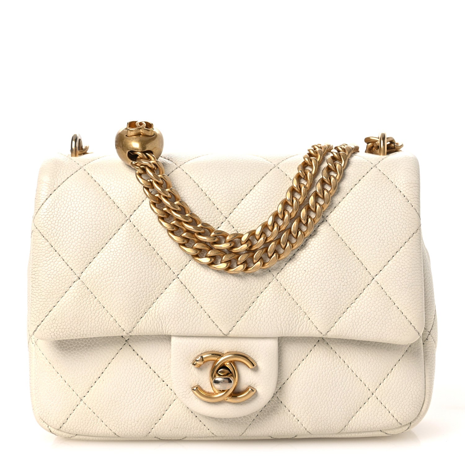 Chanel Caviar Quilted Mini Sweetheart Flap White 1 of 15