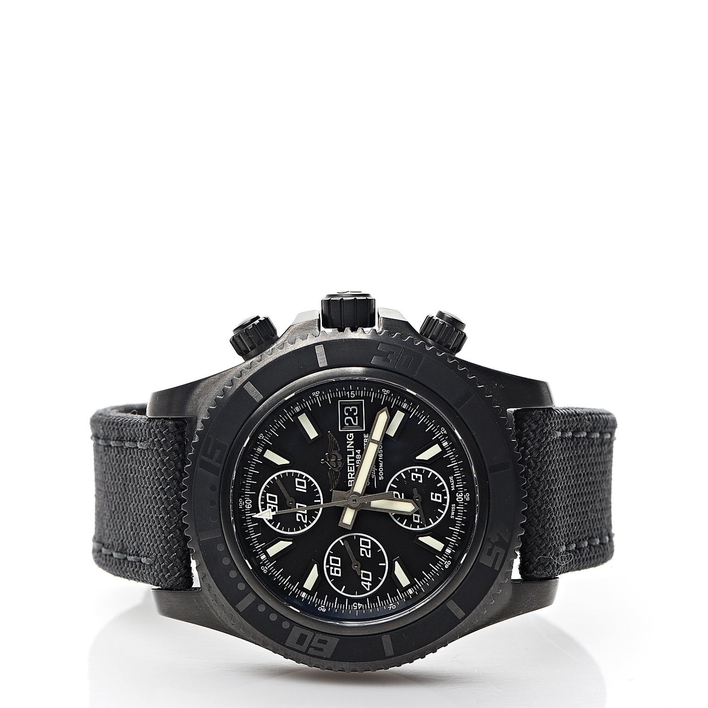 Black Steel Nylon 44mm SuperOcean II Chronograph Automatic Watch Black M13341