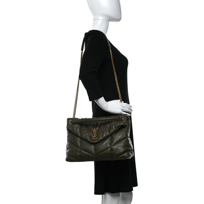 Saint Laurent Lambskin Quilted Medium Loulou Puffer Monogram Chain Satchel Seaweed 2 of 17