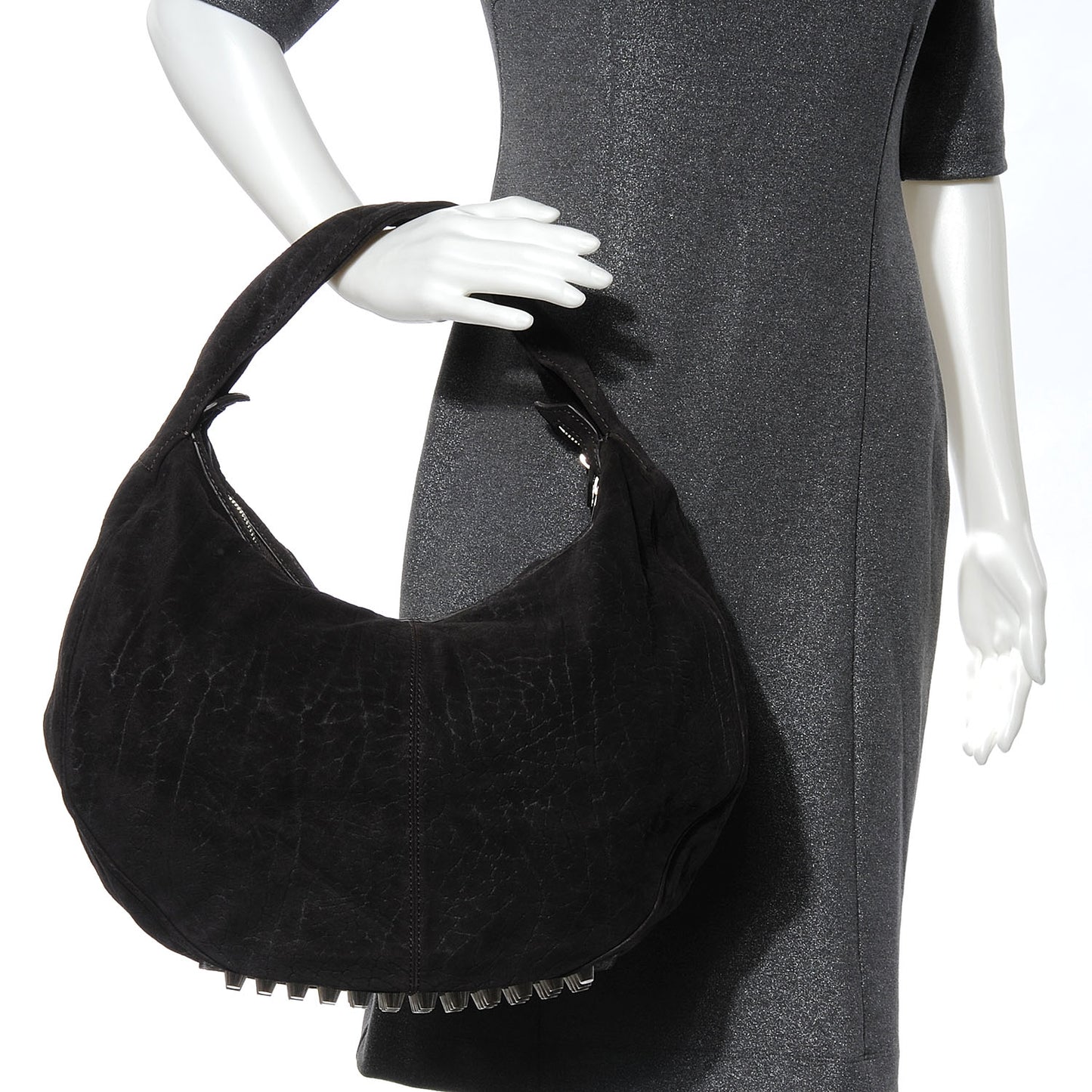 Crinkled Suede Morgan Hobo Black