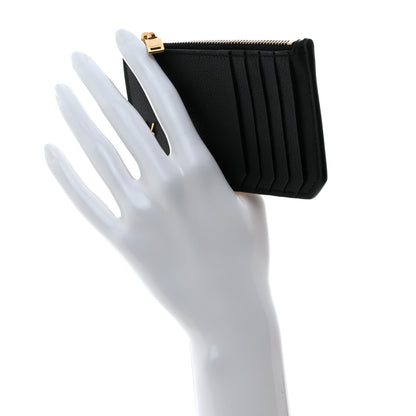 Saint Laurent Grained Calfskin Monogram 5 Fragments Zip Pouch Card Holder Black 2 of 8