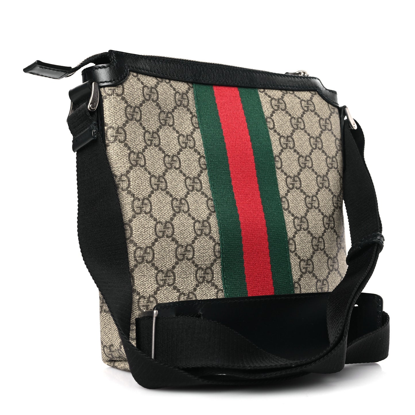 GG Supreme Monogram Web Messenger Bag Black