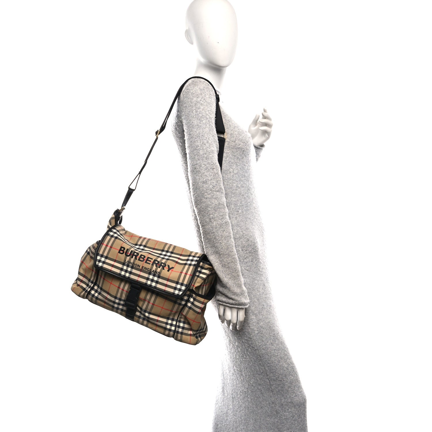 Burberry Nylon Vintage Check Logo Diaper Bag 2 of 10